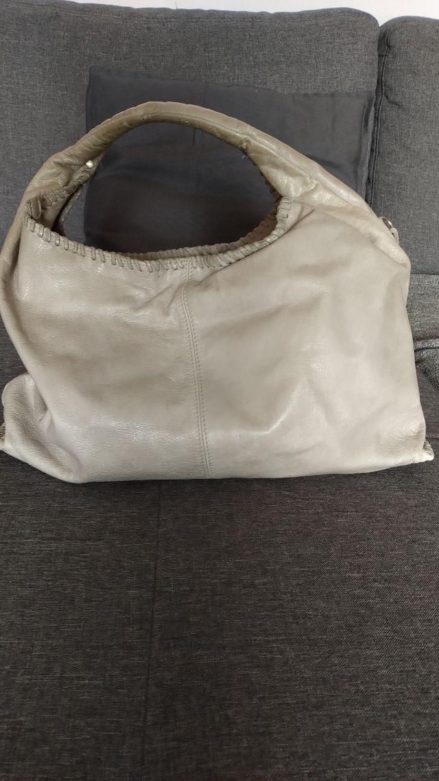 Borsa in pelle grigio perla