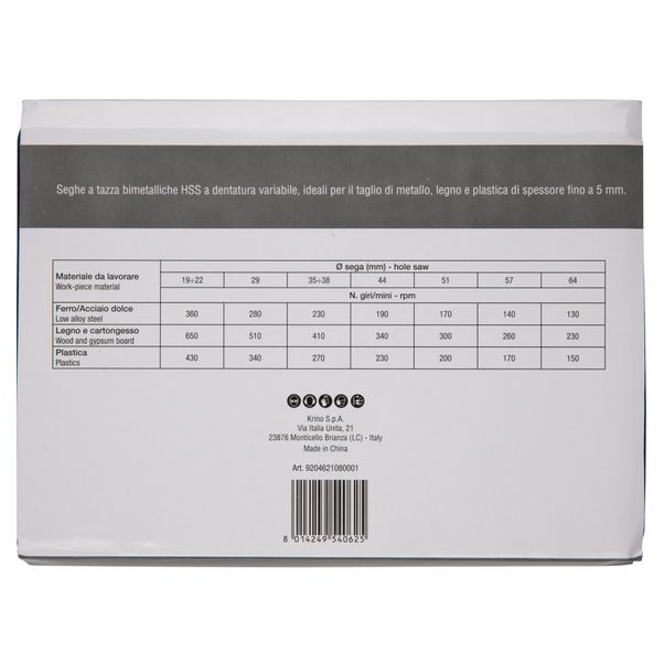 SET 9 CORTADORES Ø 19-22-29 -35-38-44-51-57-64 MM