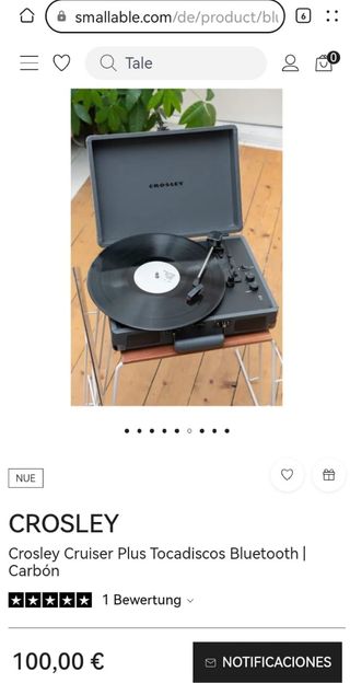 Crosley Cruiser Plus Tocadiscos Bluetooth | Carbón