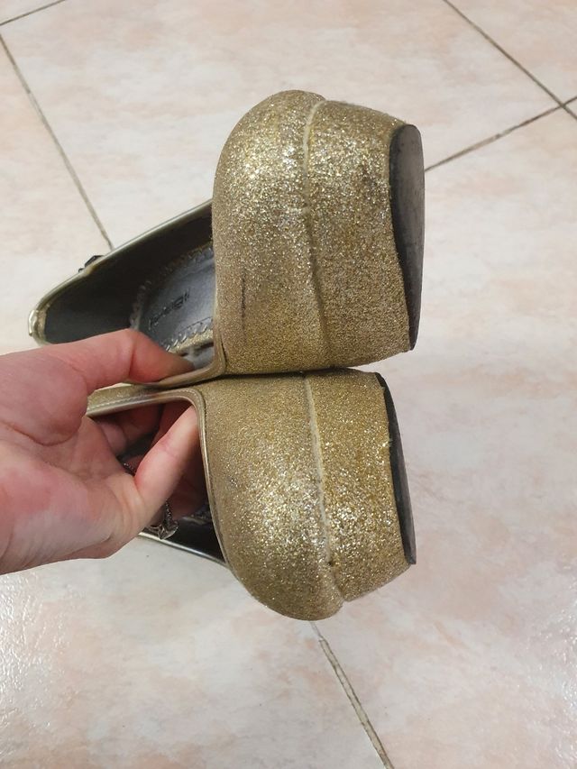 Artigli scarpe décolleté oro brillantini