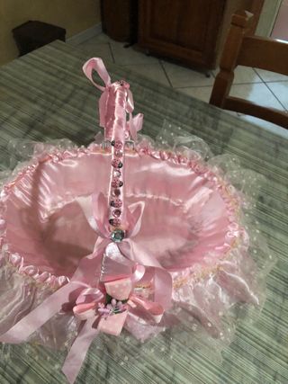 Cestino bomboniere nascita, bimba