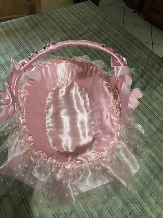 Cestino bomboniere nascita, bimba