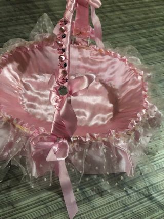 Cestino bomboniere nascita, bimba