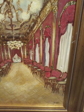 Cuadro oleo salón rojo burgos teatro pri
