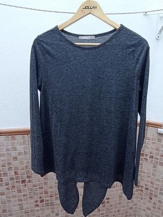 Camiseta gris fina manga larga lazada