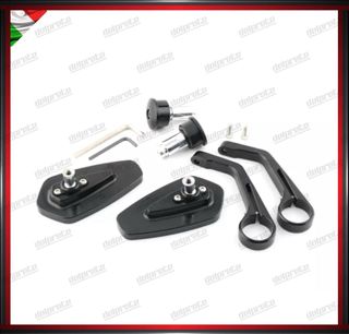 COPPIA SPECCHIETTI MOTO SCOOTER BAR END NERO