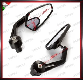 COPPIA SPECCHIETTI MOTO SCOOTER BAR END NERO