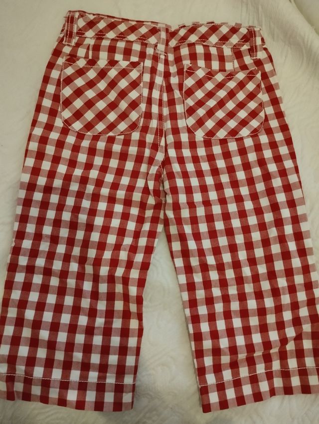 Pantalón rojo vichy niña talla 6