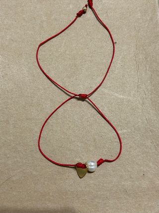 Pulsera o tobillera perla cultivada corazon acero