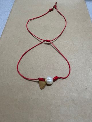 Pulsera o tobillera perla cultivada corazon acero