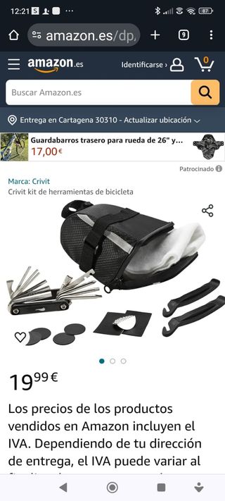 Bolsa de sillín con herramientas. 