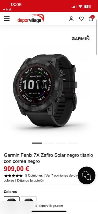 Garmin Fenix 7X Zafiro Solar negro titanio