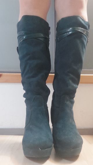 Stivali verdi tipo camoscio