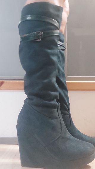 Stivali verdi tipo camoscio