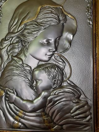 QUADRO ARGENTO E LEGNO VINTAGE DIM 38x46.5CM 