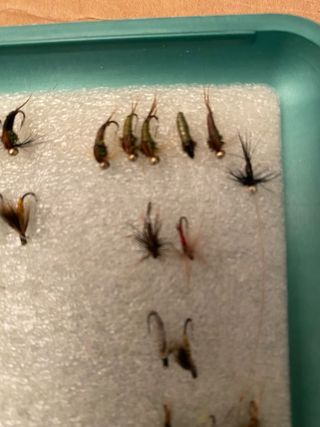 Camole artificiali per pesca,complete di scatola.