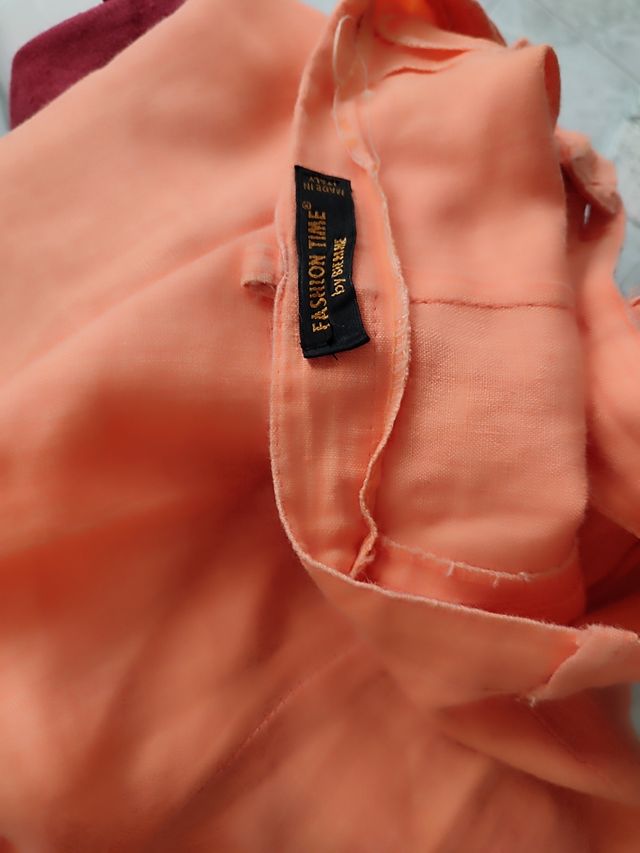 Pantaloni arancioni misto lino