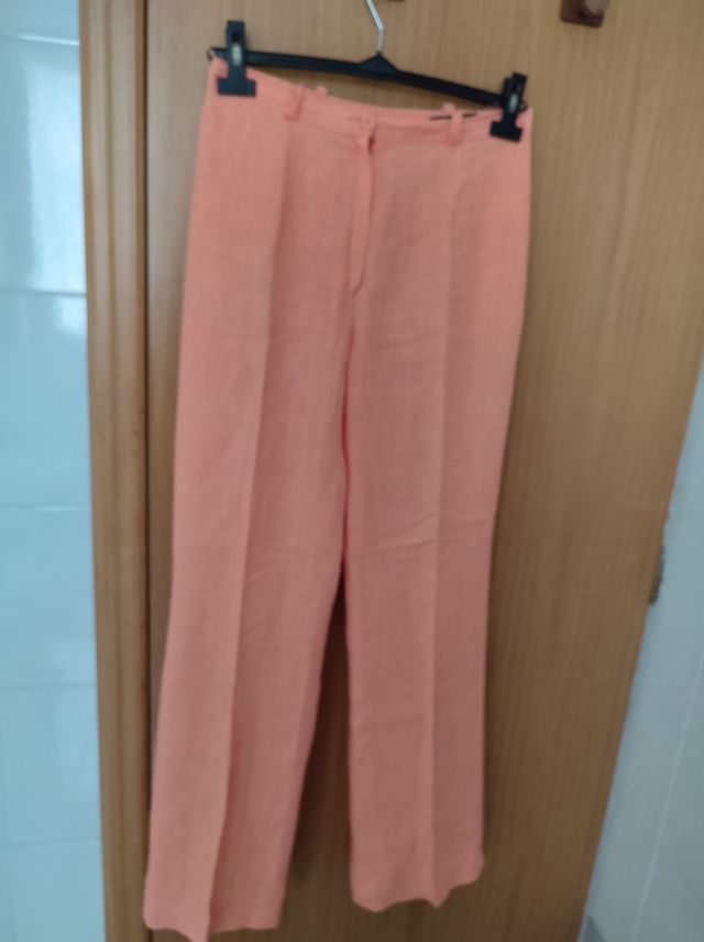 Pantaloni arancioni misto lino