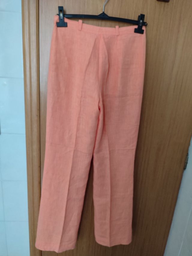 Pantaloni arancioni misto lino