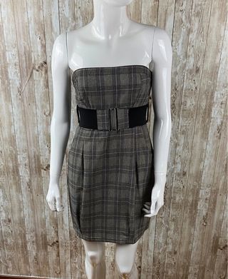 Adorable Vestido Retro, gris de rallas. T/XS. 