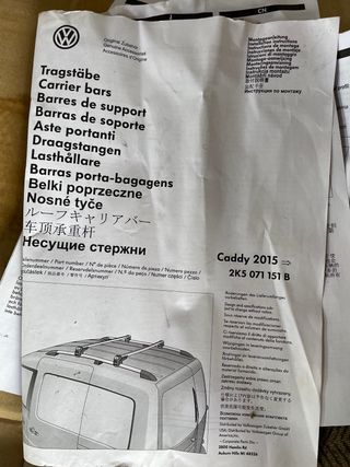 Barras baca VW Caddy
