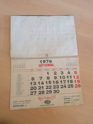Antiguo Calendario pared año 1976