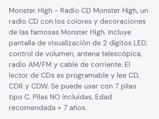 Radio CD Monster High nuevo 
