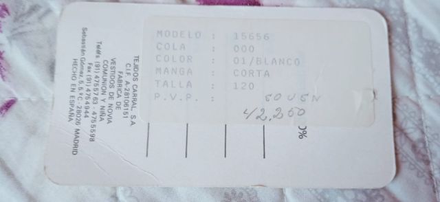 Vestido comunión talla 12