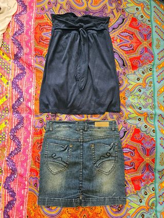 LOTE 1 Minifalda Vaquera Sfera + 1 Top Azul Marino