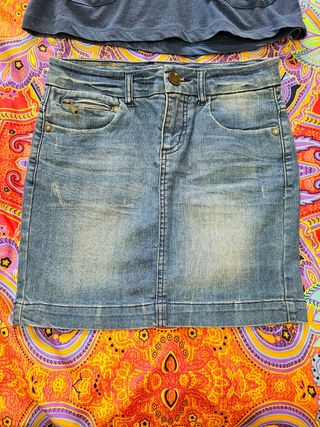 LOTE 1 Minifalda Vaquera Sfera + 1 Top Azul Marino