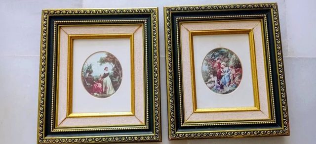 Pareja de cuadros con doble marco.