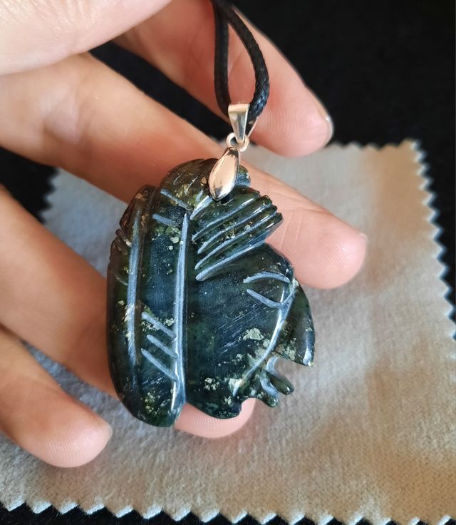 Colgant Cabeza Maya d Serpentina y plata