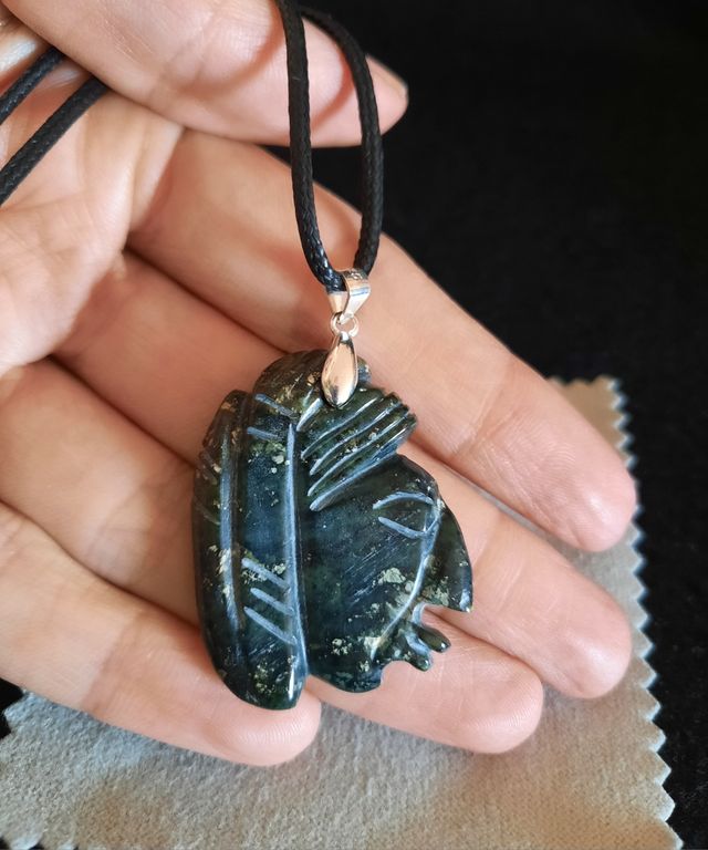 Colgant Cabeza Maya d Serpentina y plata