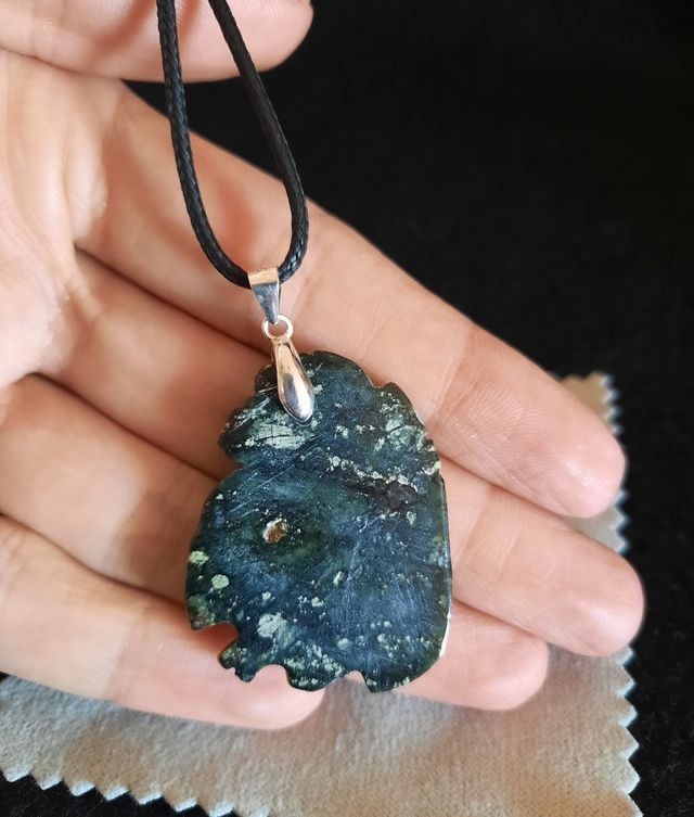 Colgant Cabeza Maya d Serpentina y plata