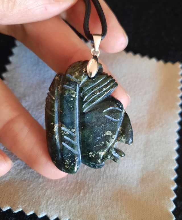 Colgant Cabeza Maya d Serpentina y plata