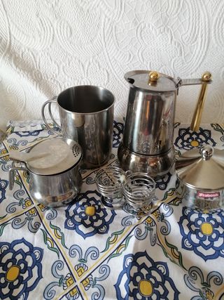 set con Caffettiera  acciaio inox 