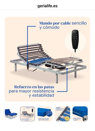 Cama articulada 90cm motorizada barreras, colchón