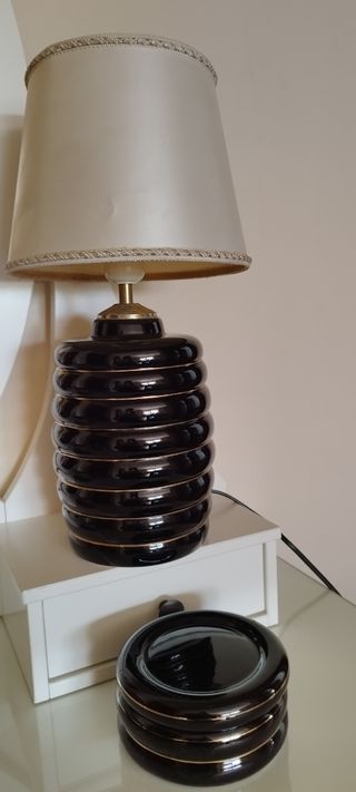 Lámpara mesa Cerámica Negra y Joyero