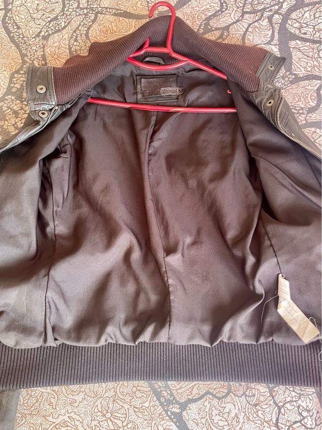 Cazadora piel vintage negra