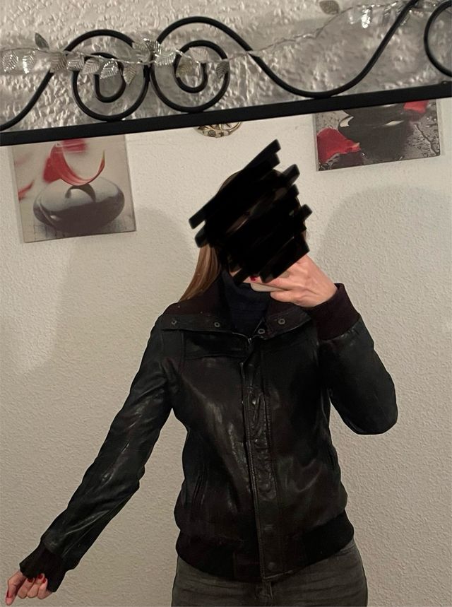 Cazadora piel vintage negra