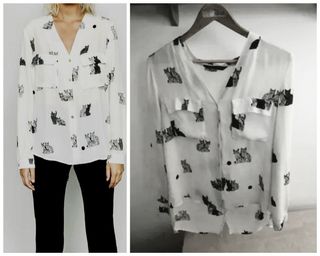 Blusa camisera gatos Zara. Talla L