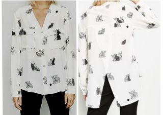 Blusa camisera gatos Zara. Talla L