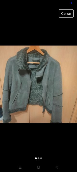 Chaqueta piel gris mujer talla L 