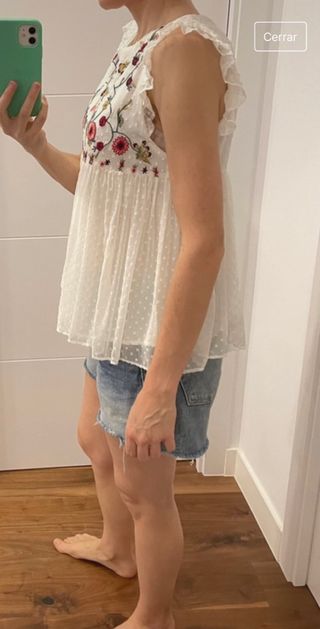 Top bordado flores plumeti S