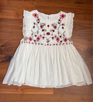 Top bordado flores plumeti S