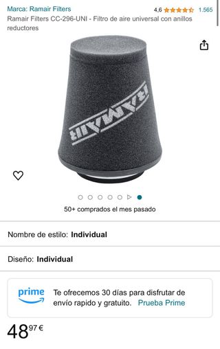 Filtro admisión ramair