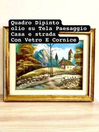 Quadro Dipinto Su Tela Paesaggio  Casa E Strada