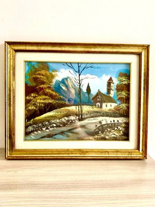 Quadro Dipinto Su Tela Paesaggio  Casa E Strada