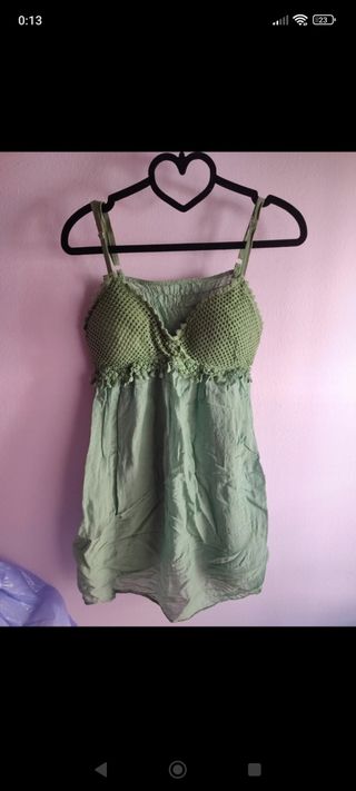 Camiseta hippie de tirantes color verde