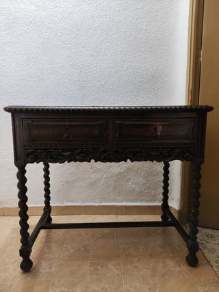 Mesa de 90 cm antigua con cajones Madera maciza